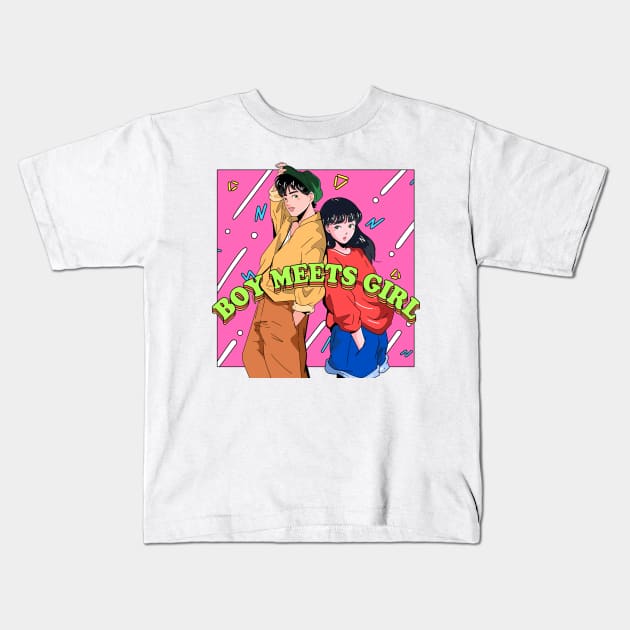 Boy Meets Girl Kids T-Shirt by chao-illustrator